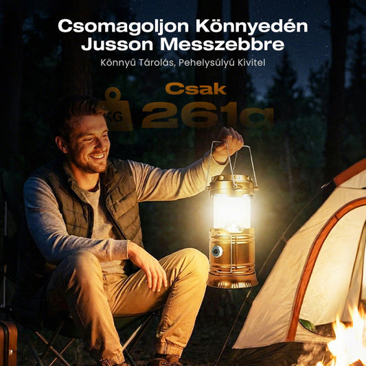 ⛺️Vízálló Kempinglámpa | Naperőműves, Összecsukható, Utazásbarát Töltéssel