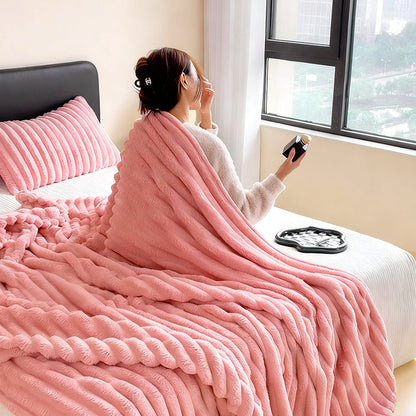 🛏️Sűrű nyúl plüss és tejbársony huzatú takaró