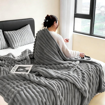 🛏️Sűrű nyúl plüss és tejbársony huzatú takaró