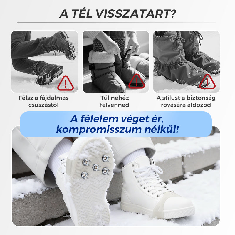 ❄️ Univerzális 5-Fogú Jégkapaszkodók Cipők és Csizmák Számára 👢🧊