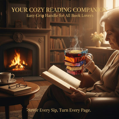 Kézműves könyvköteg ólomüveg bögre