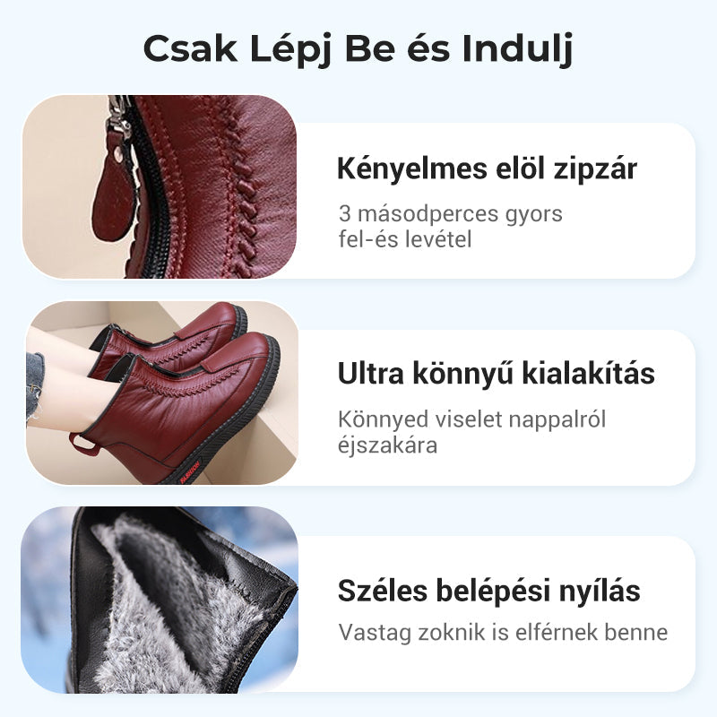 ❄️ Női Téli Meleg Cipzáras Bokacsizma 👢💕