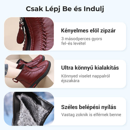 ❄️ Női Téli Meleg Cipzáras Bokacsizma 👢💕