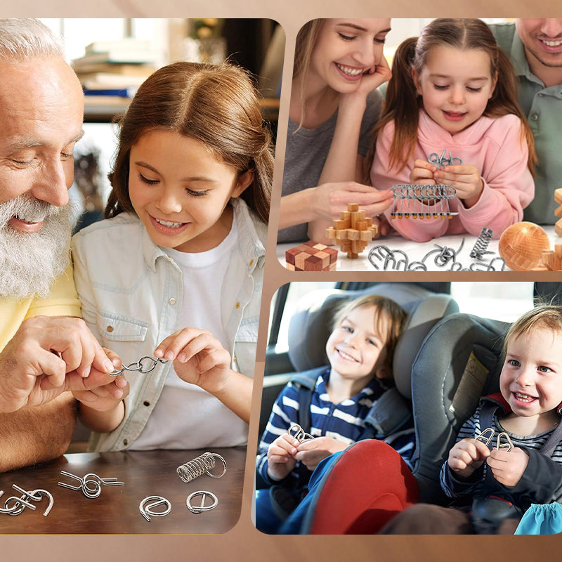 🧠Oktatási fém játék — kilenc összekapcsolt gyűrű👧👦