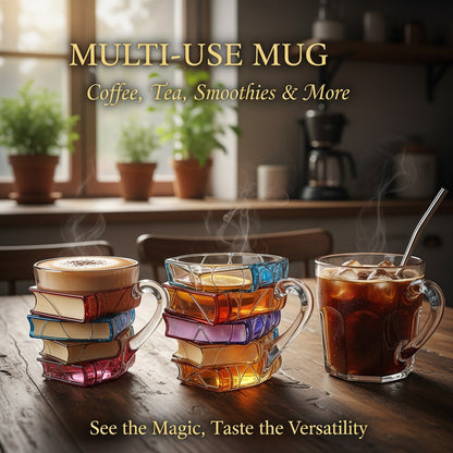 Kézműves könyvköteg ólomüveg bögre