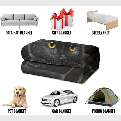 Aranyos fekete macskamintás flanel takaró