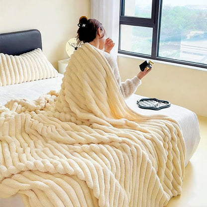 🛏️Sűrű nyúl plüss és tejbársony huzatú takaró