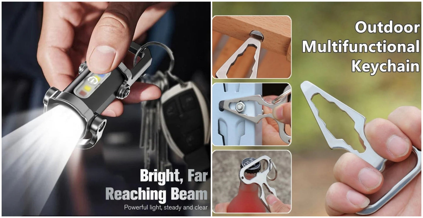 【✨1+1 ingyen】Hordozható, újratölthető, fényes zseblámpa kulcstartóhoz