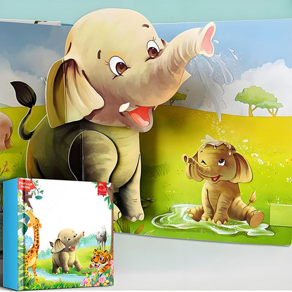 🦖Kids' 3D Pop-Up Animal Book ✨ Lengyel hangoskönyvet tartalmaz