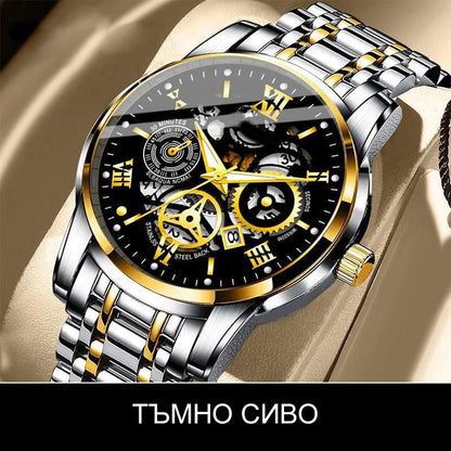 🔥Férfi vízálló római áttört automata mechanikus karóra⌚