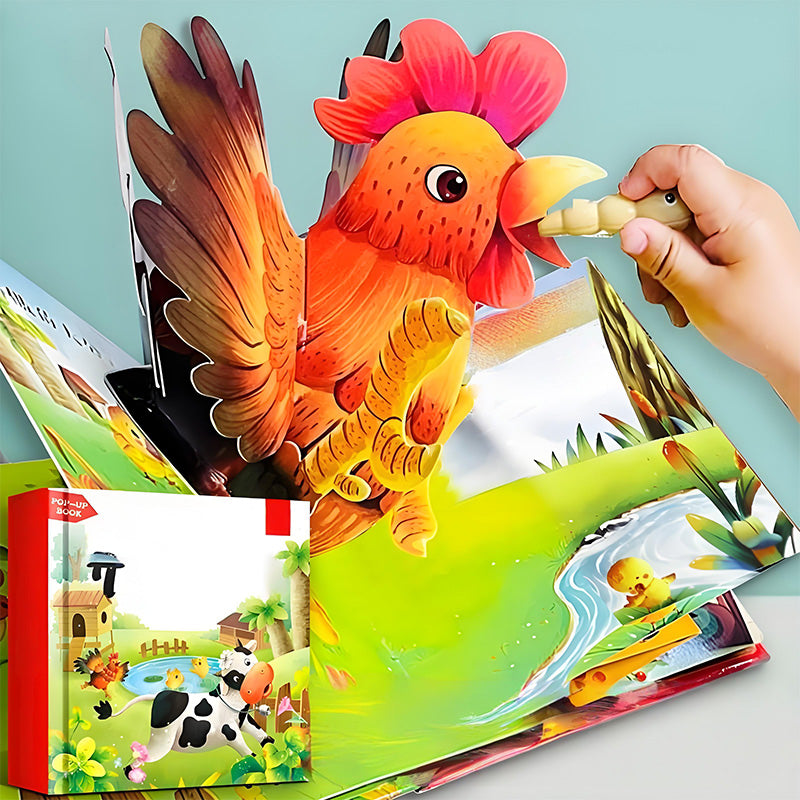 🦖Kids' 3D Pop-Up Animal Book ✨ Lengyel hangoskönyvet tartalmaz