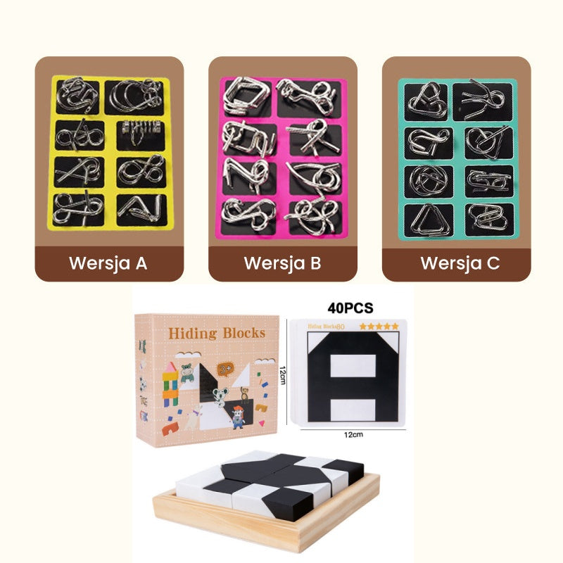 🧠Oktatási fém játék — kilenc összekapcsolt gyűrű👧👦