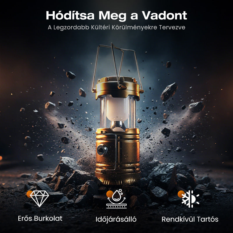 ⛺️Vízálló Kempinglámpa | Naperőműves, Összecsukható, Utazásbarát Töltéssel