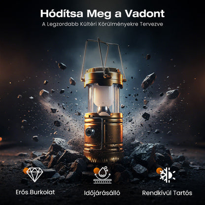 ⛺️Vízálló Kempinglámpa | Naperőműves, Összecsukható, Utazásbarát Töltéssel