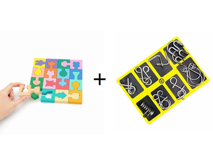 Fából készült geometriai alakhoz illő puzzle kisgyermekek számára