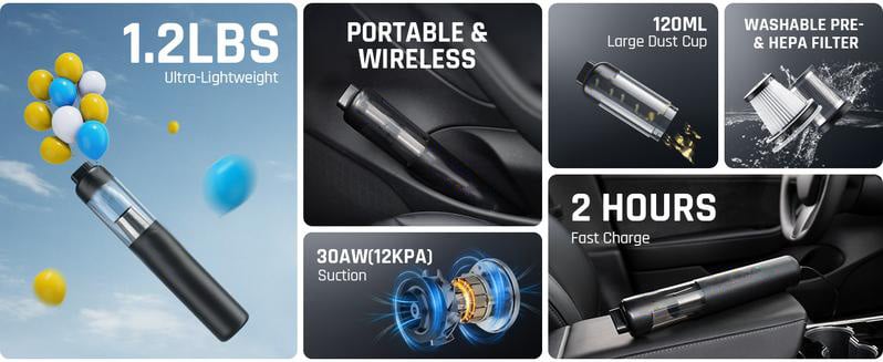 💥 Hordozható vezeték nélküli porszívó