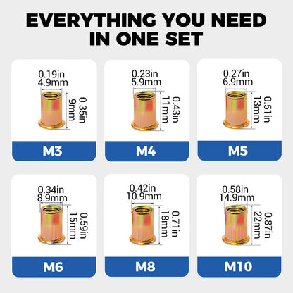 🔧🔧Menetes betétes szegecsanyák készlet