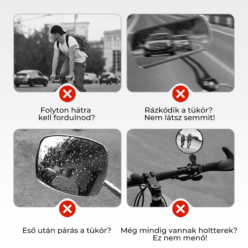 360 fokban forgatható visszapillantó tükör – alkalmas motorkerékpárokhoz és kerékpárokhoz