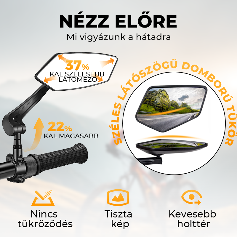 360 fokban forgatható visszapillantó tükör – alkalmas motorkerékpárokhoz és kerékpárokhoz
