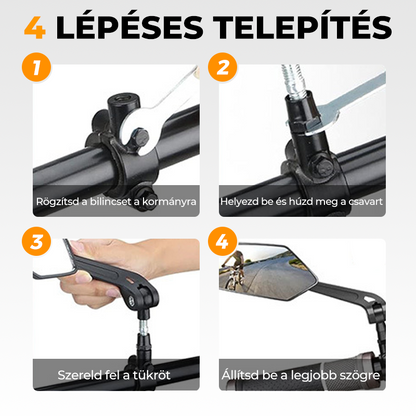 360 fokban forgatható visszapillantó tükör – alkalmas motorkerékpárokhoz és kerékpárokhoz
