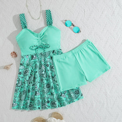 🔥👙【S-4XL】Ciánkék nyomtatott bikini fürdőruha