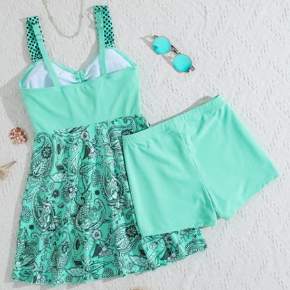 🔥👙【S-4XL】Ciánkék nyomtatott bikini fürdőruha