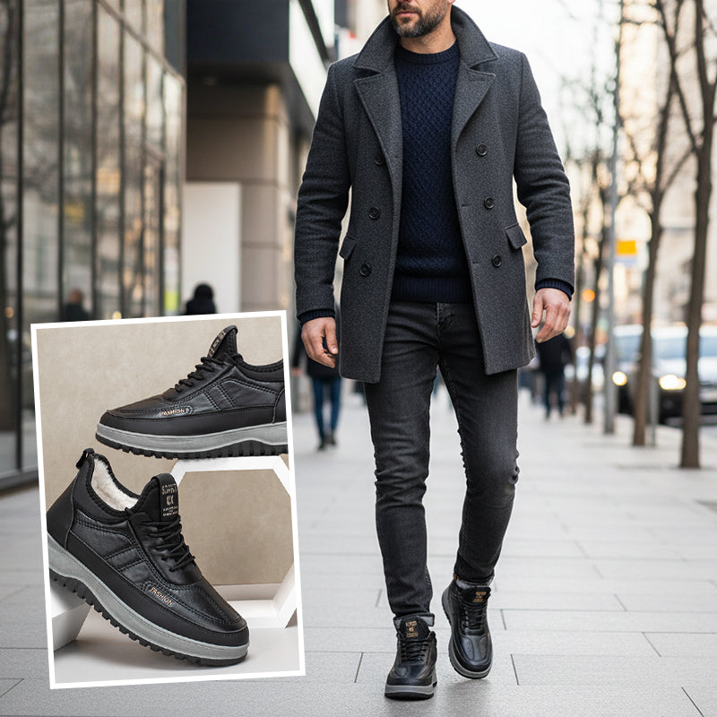 Férfi kényelmes, meleg cipők: vízálló és csúszásgátló