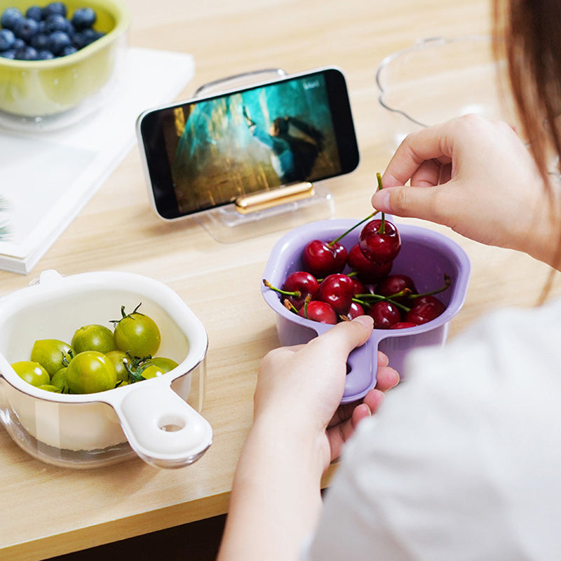 🔥Többfunkciós, kétrétegű gyümölcs- és zöldségleeresztő kosár fogantyúval🛎