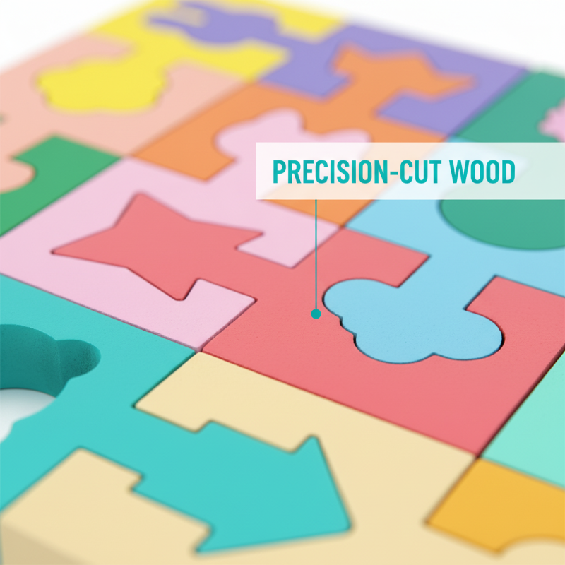 Fából készült geometriai alakhoz illő puzzle kisgyermekek számára