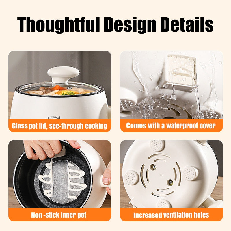 🍲Hordozható, többfunkciós, tapadásmentes elektromos főzőedény♨️