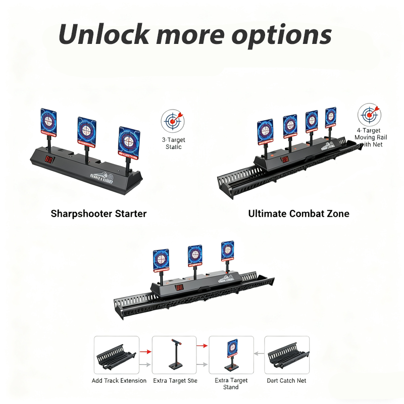 🎯Elektromos, automatikus visszaállítású lövöldözős játék mozgó sínekkel