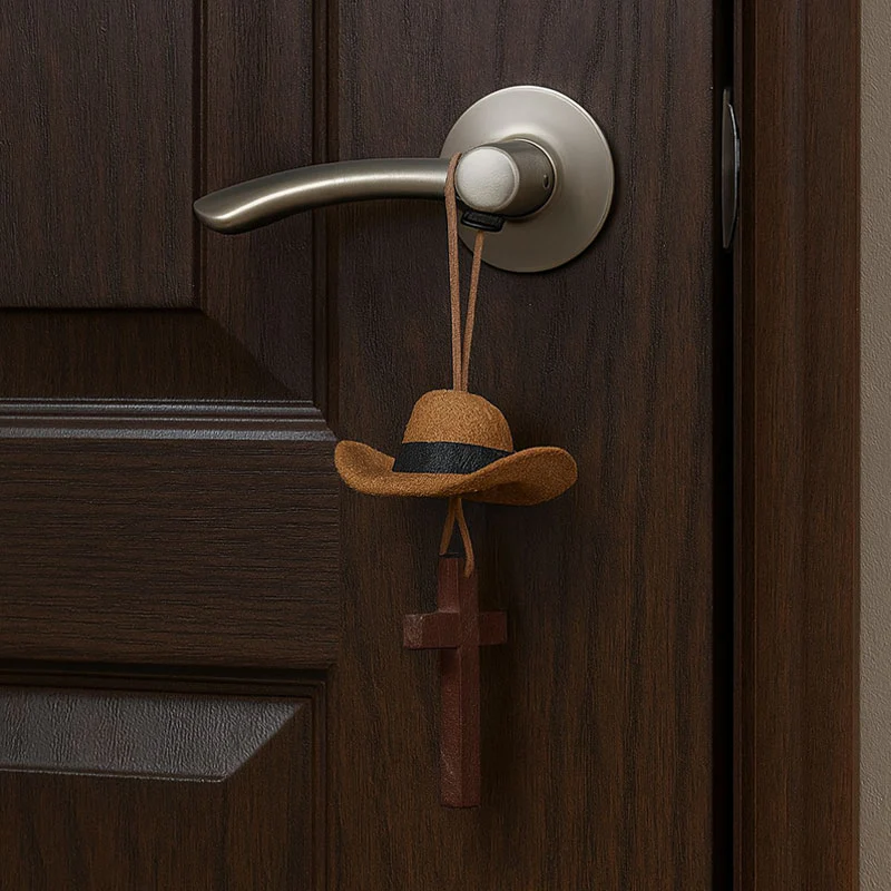 Cowboy kalap és kereszt autó dísz