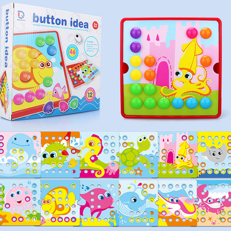 Oktatási gomba peg puzzle készlet kisgyerekeknek