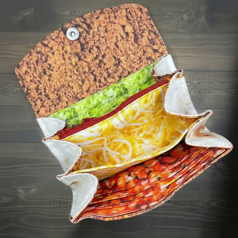 Vicces összecsukható burrito stílusú pénztárca