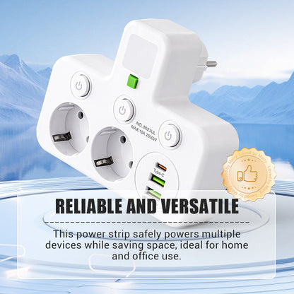 ⚡Okos tápkábeles kiegészítő USB-portokkal (EU dugó)